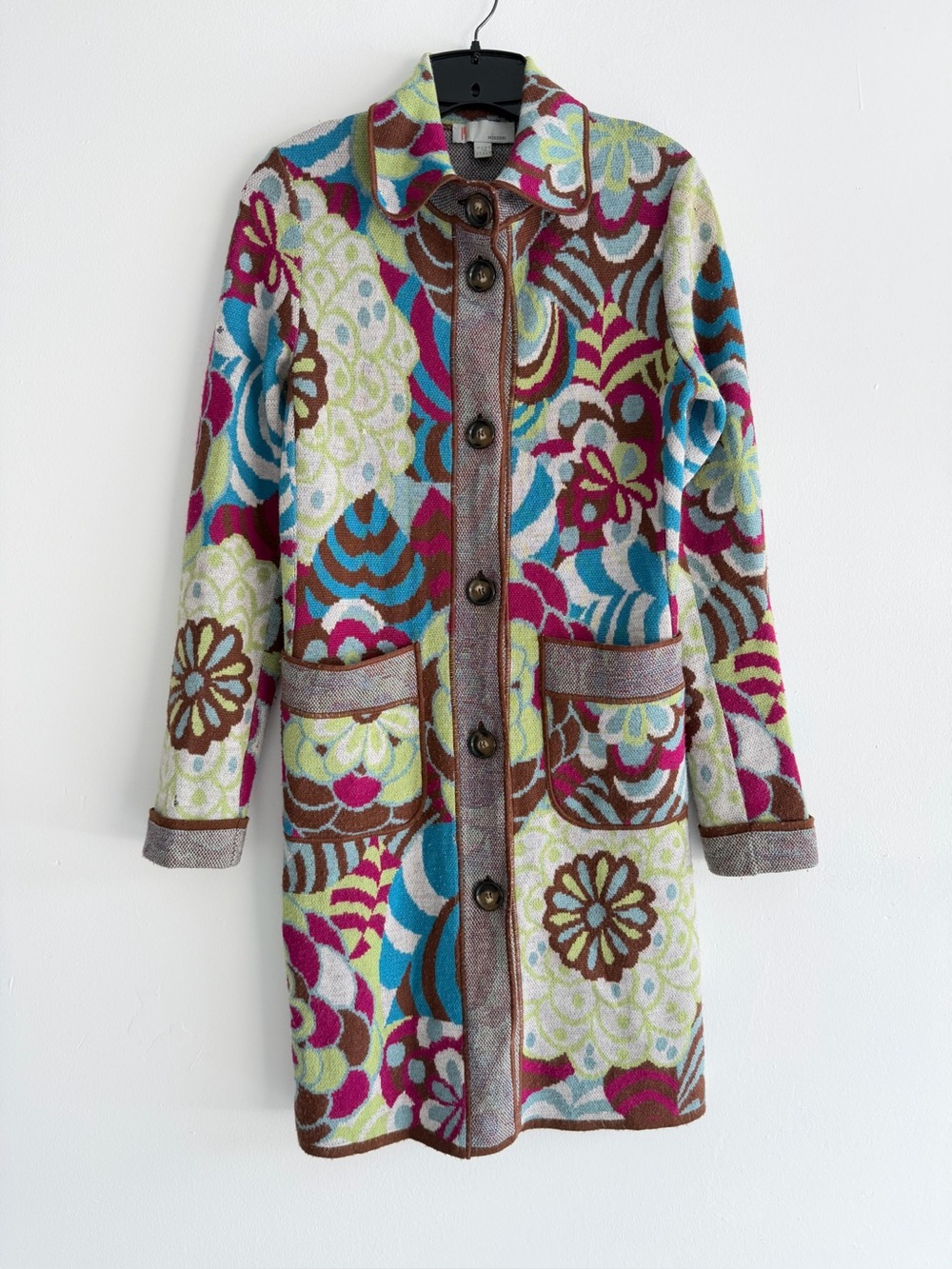 Missoni Multicolor Floral Wool Blend Knit Coat Size 4 Made in Italy 8794 - Picture 3 of 15